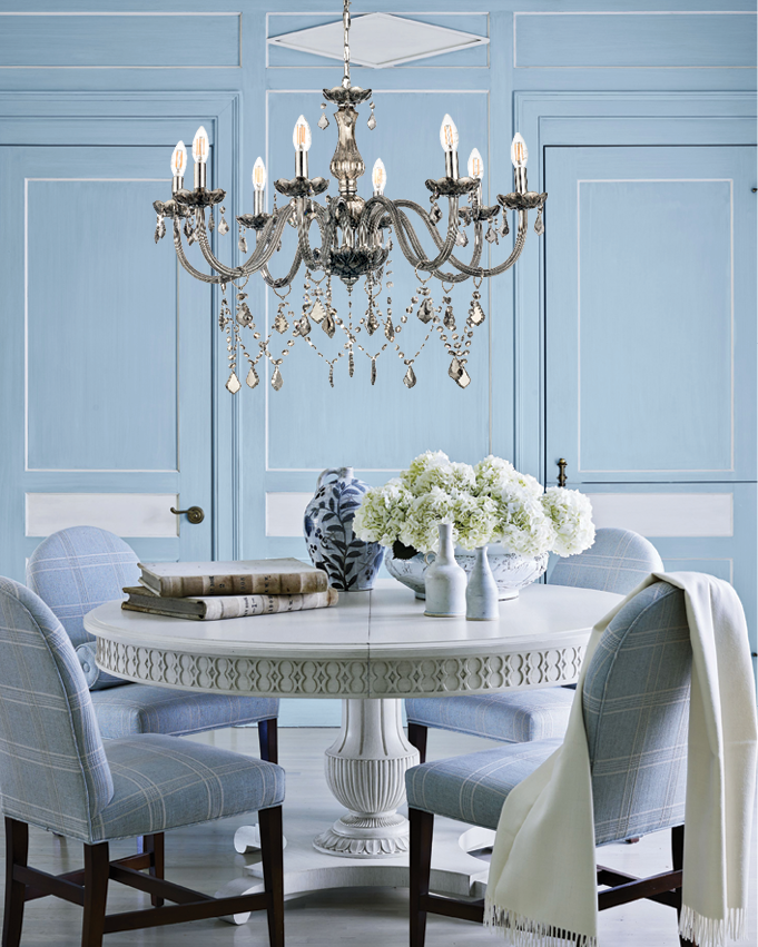 Κρεμαστό φωτιστικό από φιμέ γυαλί και κρύσταλλα 8XE14 D:75cm (5314-8-FIME)