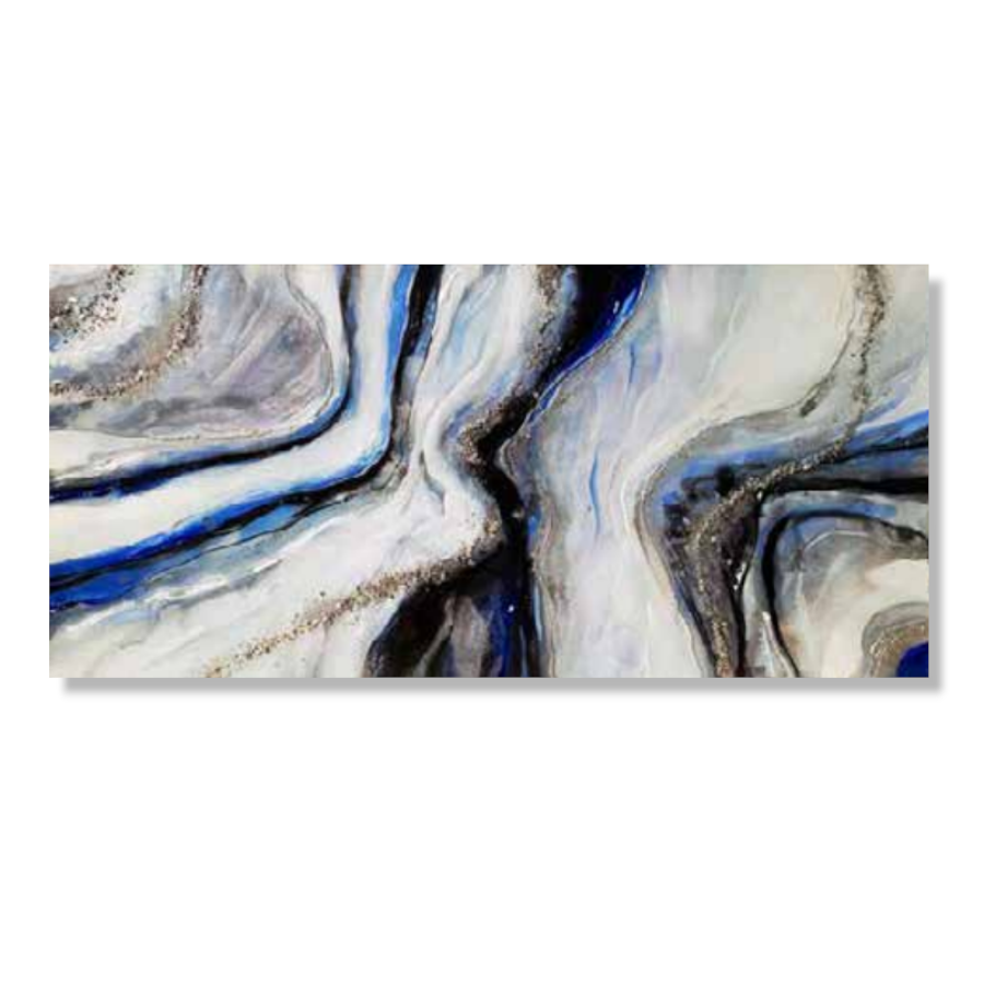 HM0035 - Πίνακας αφηρημένες πινελιές χρυσού μπλε