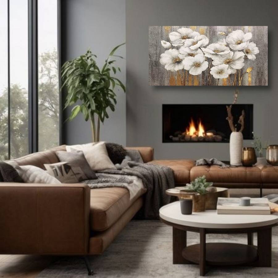 BDL127 - Πίνακας λευκά λουλούδια