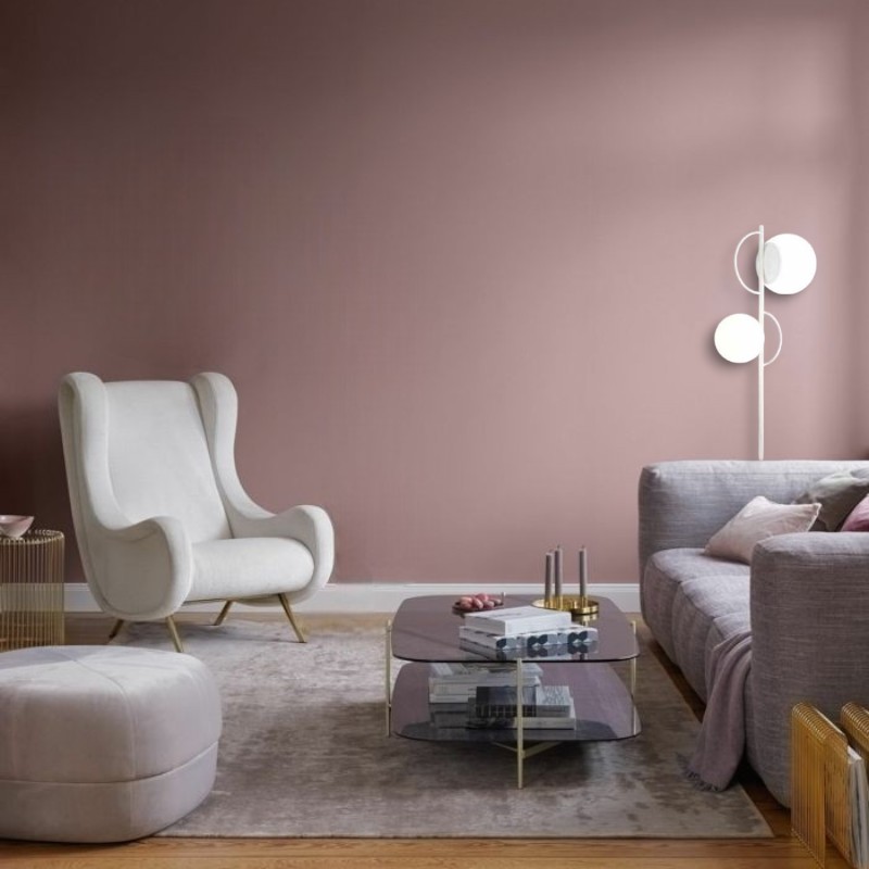 SAΔ05 - Φωτιστικό δαπέδου 2φωτο μεταλλικό λευκό με γυάλινες μπάλες