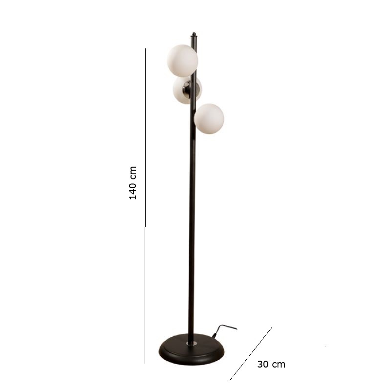 SAΔ09 - Φωτιστικό δαπέδου 3φωτο σε μαύρο χρώμα