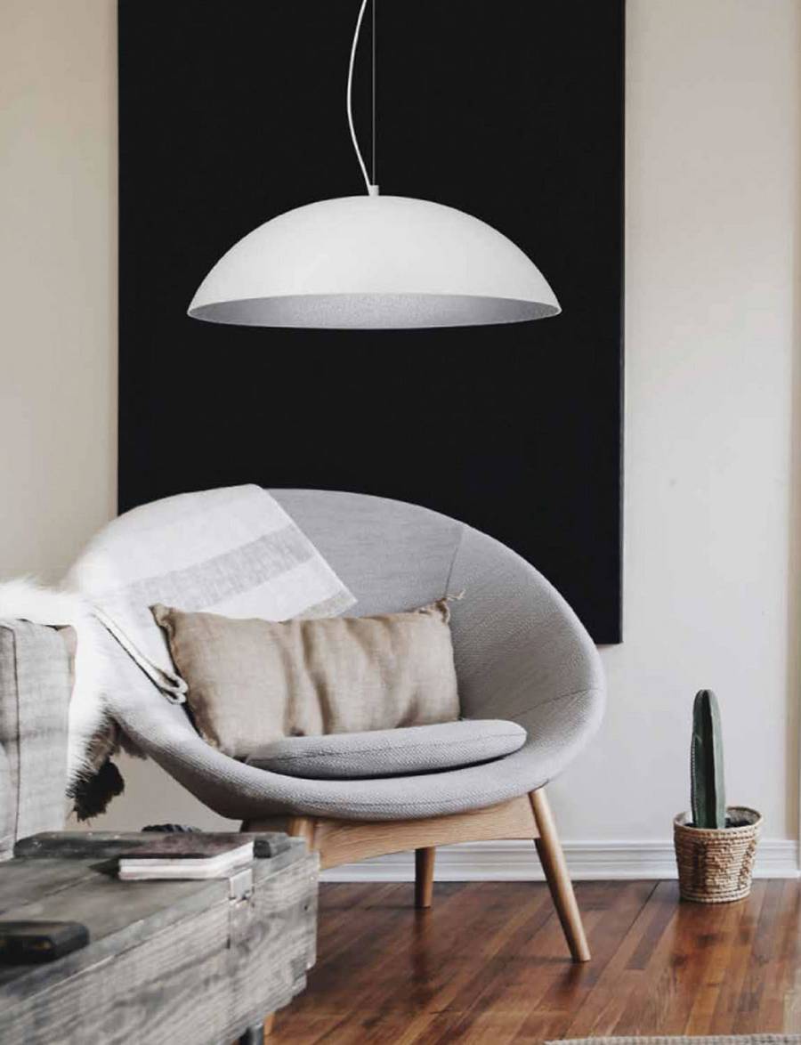 Φωτιστικό μονόφωτο Plexiglass  λευκό/ασημί  3χΕ27 Φ47