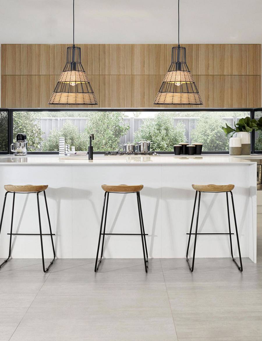 Φωτιστικό μονόφωτο μέταλλο/ρατάν Ε27 Φ35