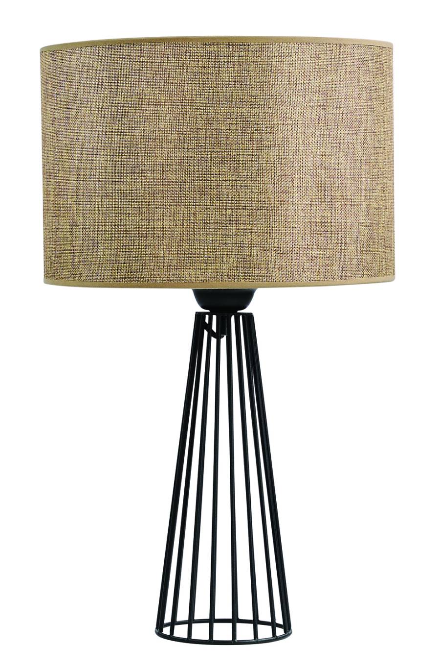 Επιτραπέζια λάμπα μέταλλο μαύρο αμπαζούρ μόκα  Ε27