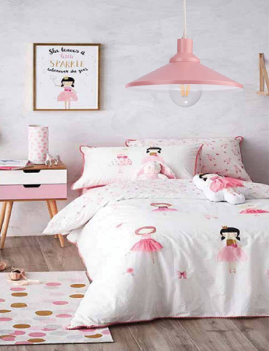 Φωτιστικό μονόφωτο παιδικό αλουμίνιο ρόζ/λευκό Ε27 Φ23