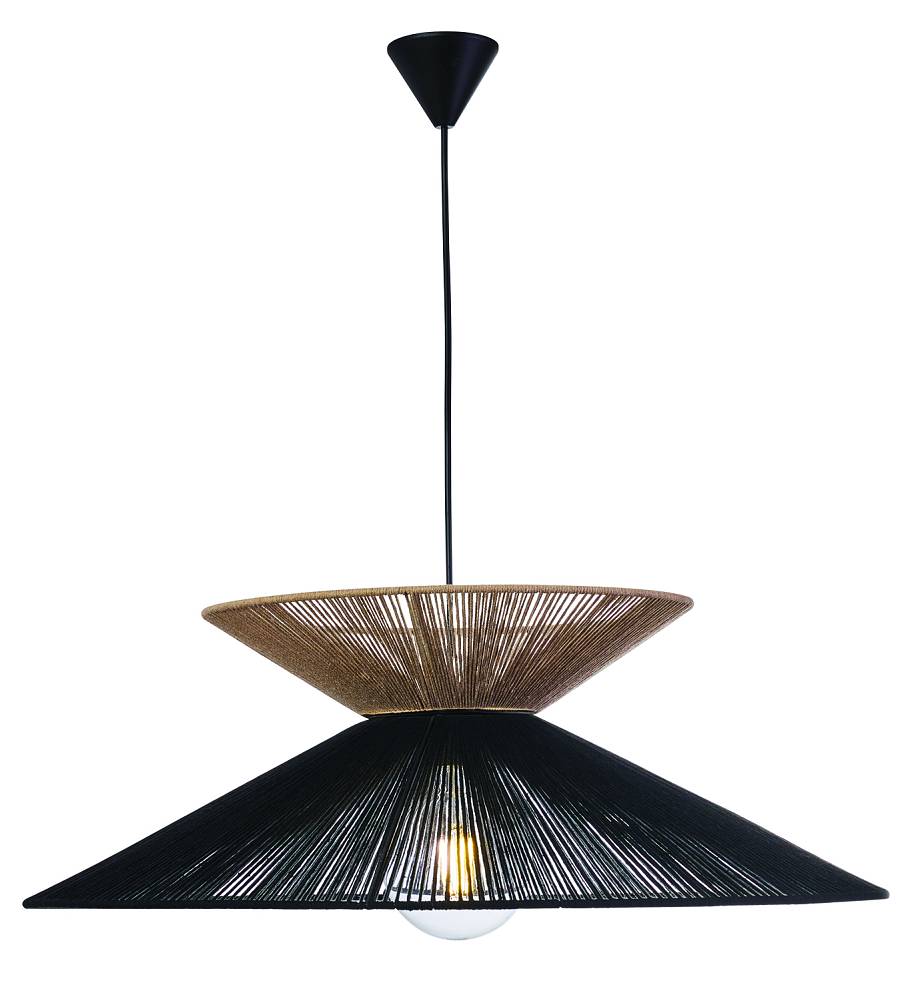 Φωτιστικό μονόφωτο  σχοινί μαύρο/natural  Ε27 Φ70