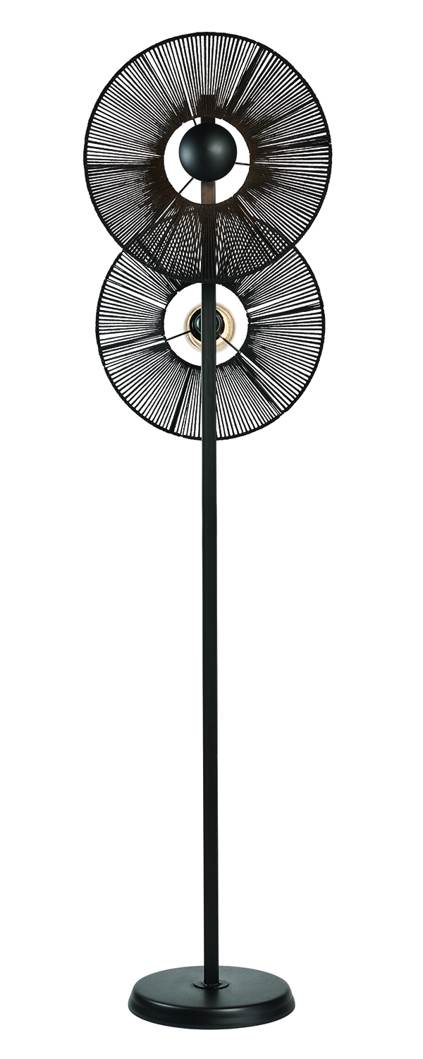 Φωτιστικό δαπέδου 2φωτο μέταλλο μαύρο σκιάδιο σχοινί μαύρο  Ε27