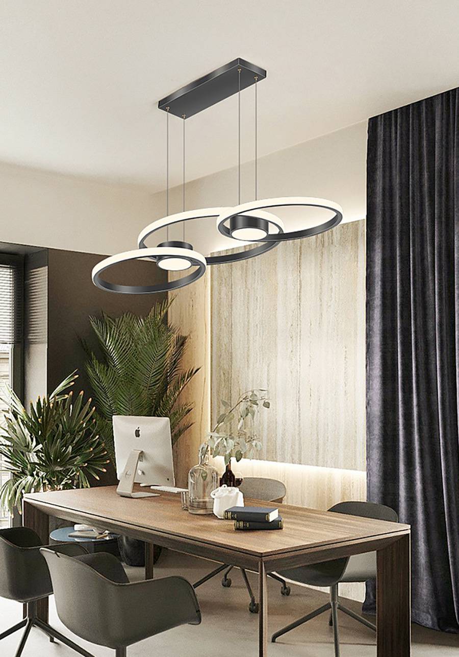 Φωτιστικό led μαύρο 3CCT Dimmable by remote control 80w 7300Lm