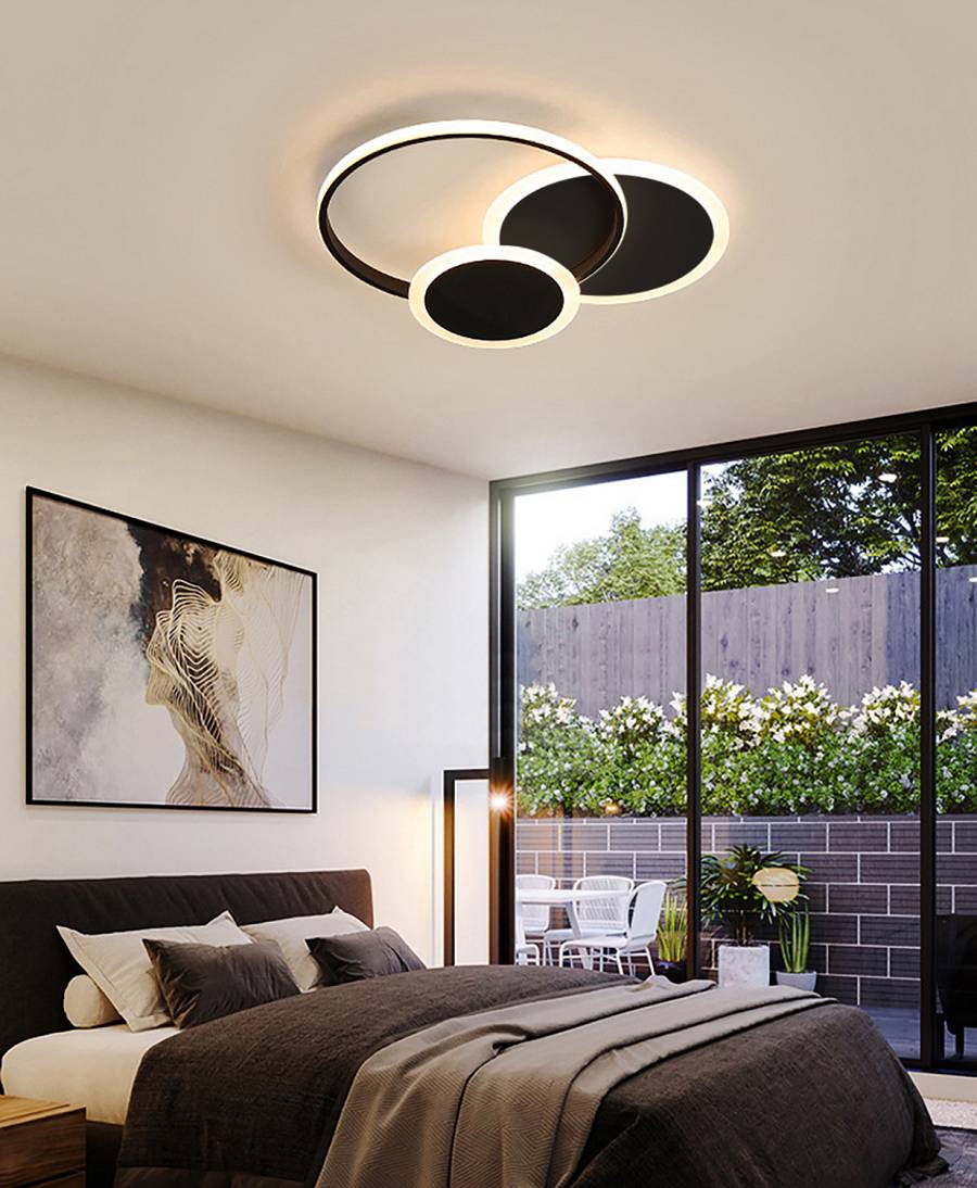 Φωτιστικό οροφής led μαύρο 3CCT Dimmable by remote control 42w 3800Lm