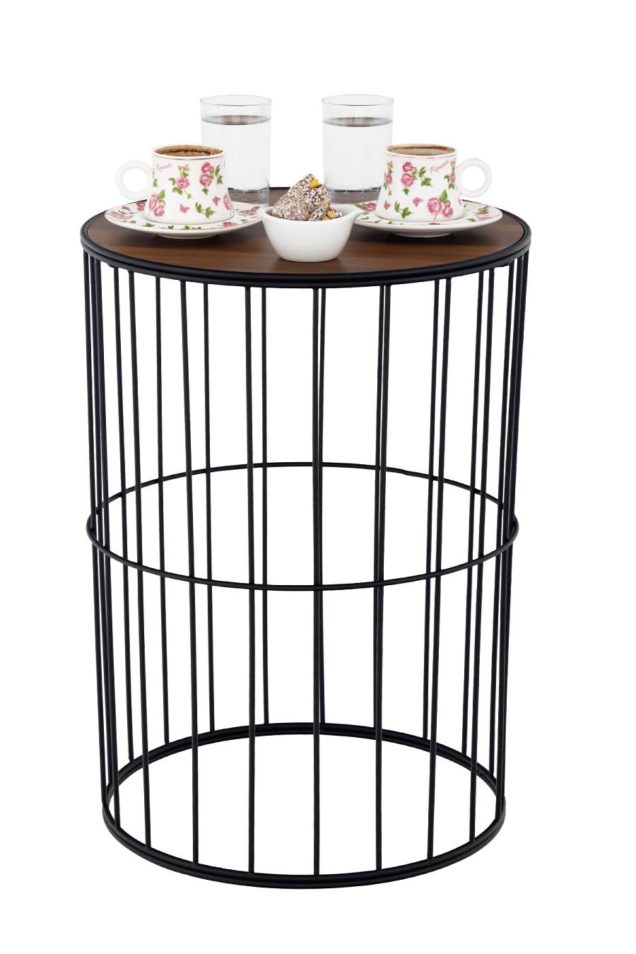 TBH-04 BK ΤΡΑΠΕΖΑΚΙ ΜΑΥΡΟ ΣΤΡΟΓΓΥΛΟ ΠΛΕΓΜΑ ΜΕ ΞΥΛΟ