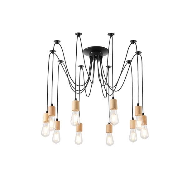 ΦΩΤΙΣΤΙΚΟ ΚΡΕΜΑΣΤΟ ΞΥΛO-ΜΕΤΑΛΛΟ 10ΦΩΤΟ 10XΕ27 1000X1000X510mm ΜΑΥΡΟ ARTE ILLUMINA EDISON