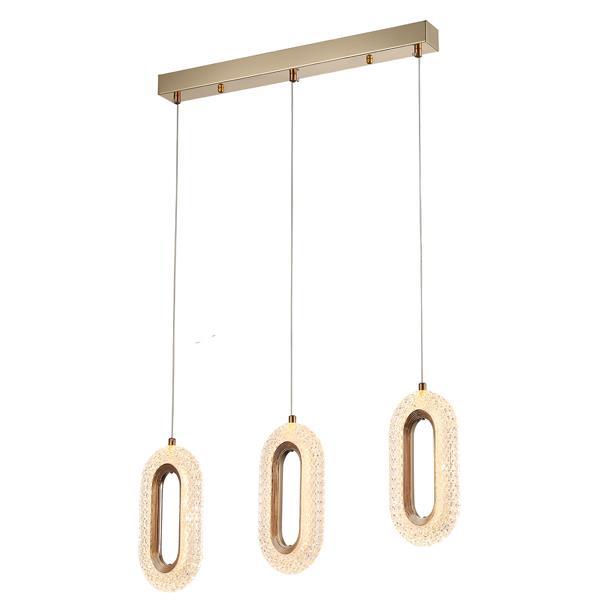 ΦΩΤΙΣΤΙΚΟ ΚΡΕΜΑΣΤΟ ΑΛΟΥΜΙΝΙΟ 3ΦΩΤΟ LED 26W 570X1290mm 2254Lm 3000K ΡΟΖ ΧΡΥΣΟ ARTE ILLUMINA KRIKO