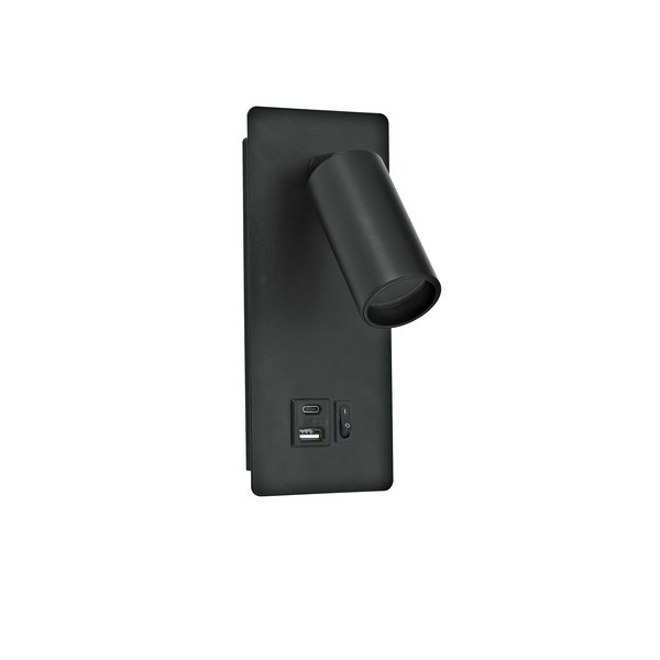 ΑΠΛΙΚΑ ΑΝΑΓΝΩΣΗΣ ΑΛΟΥΜΙΝΙΟΥ 1XGU11 MAX8W Φ40x80mm ΜΕ USB TYPE C ΜΑΥΡΗ ARTE ILLUMINA VON