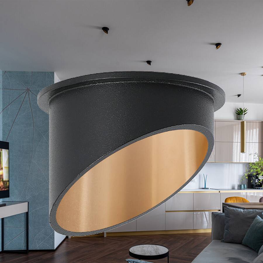 Σποτ ALFA Στρογγυλό Μαύρο Χρυσό GU10