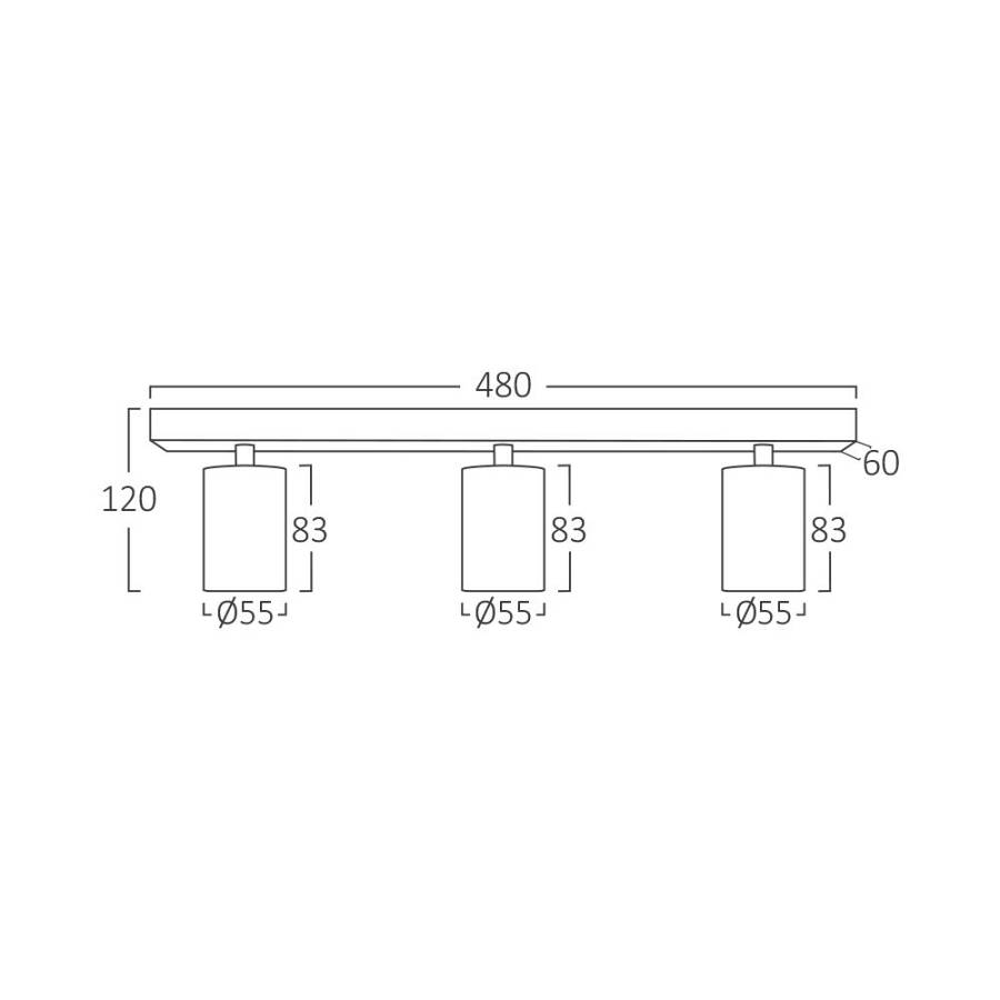 Σποτ Beta ράγα 3 x GU10 Μαύρο/Χρυσό