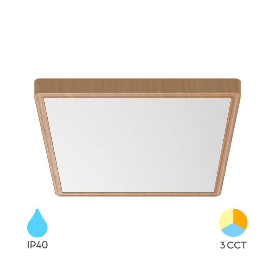 Πλαφονιέρα Jade slim 26W CCT Ξύλο 40x40