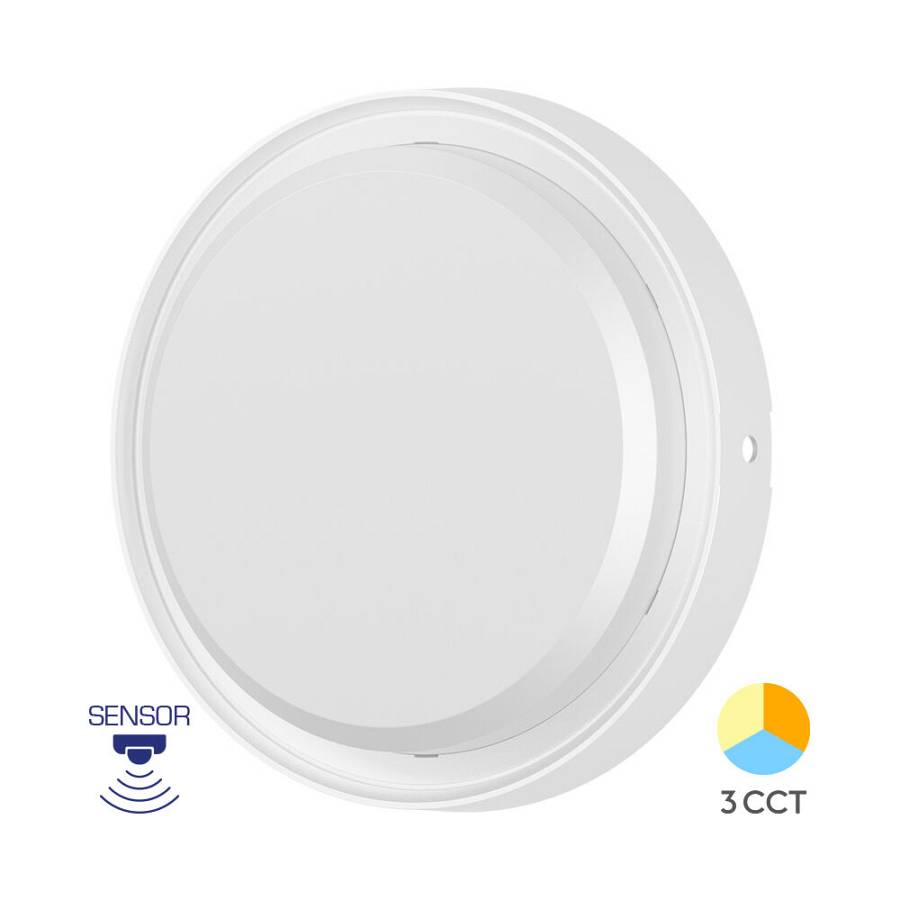 Απλίκα led Bulkhead 18w IP65 2020lm CCT, με ανίχνευση κίνησης Λευκή