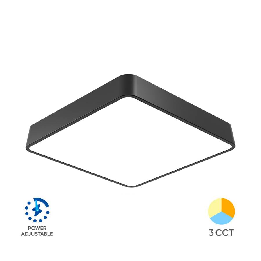 Πλαφονιέρα Blade 30w-36w-40w 3CCT, 40x40x6cm Μαύρη