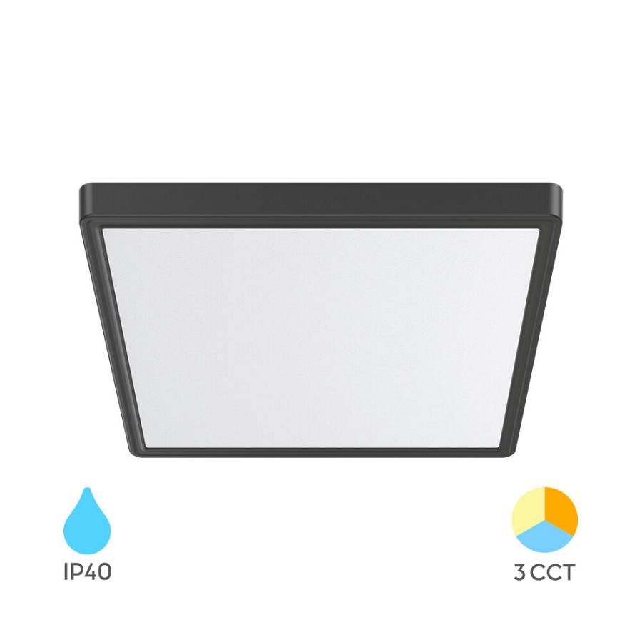 Πλαφονιέρα Jade slim 26W CCT Μαύρο 40x40
