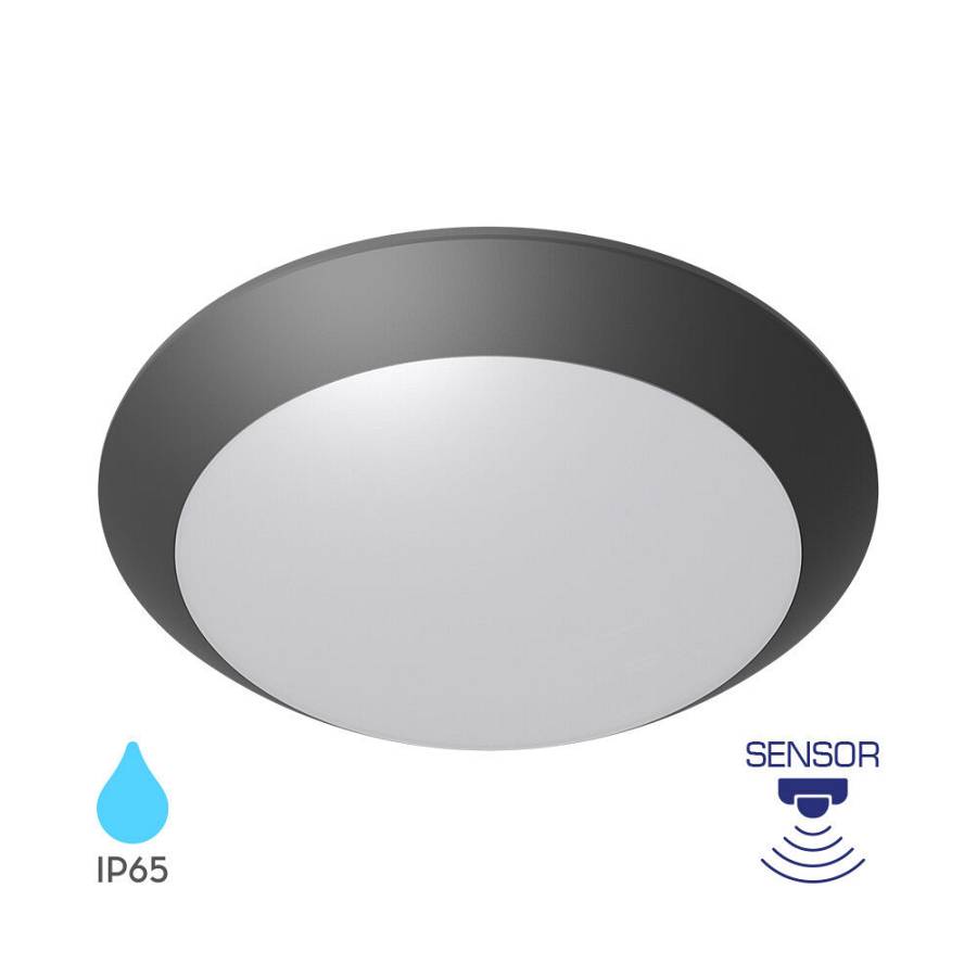 Πλαφονιέρα Napoli IP65 1 x Ε27 Sensor Γκρί