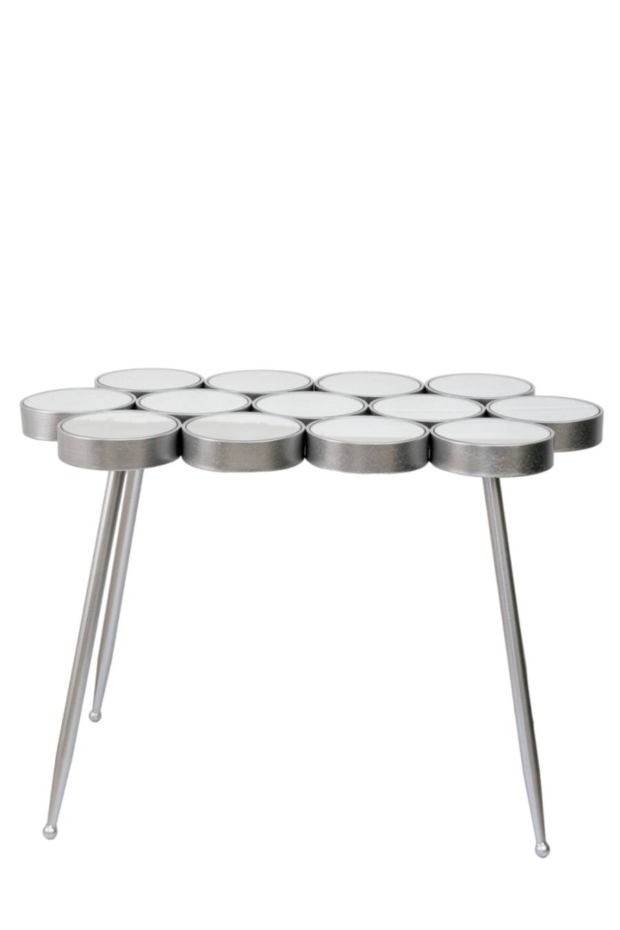 ΚΟΝΣΟΛΑ ΜΕΤΤΑΛΙΚΗ ΑΣΗΜΙ  ΜΕ ΚΥΚΛΟΥΣ ΚΑΙ ΚΑΘΡΕΠΤΗ 100Χ55Χ70ΕΚ