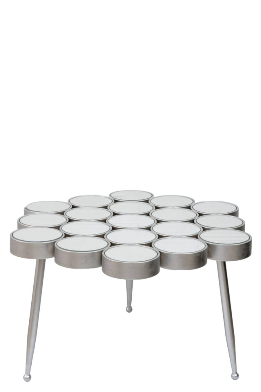 ΤΡΑΠΕΖΙ ΜΕΤΑΛΛΙΚΟ ΑΣΗΜΙ ΜΕ ΚΥΚΛΟΥΣ ΚΑΙ ΚΑΘΡΕΠΤΗ 83Χ46ΕΚ