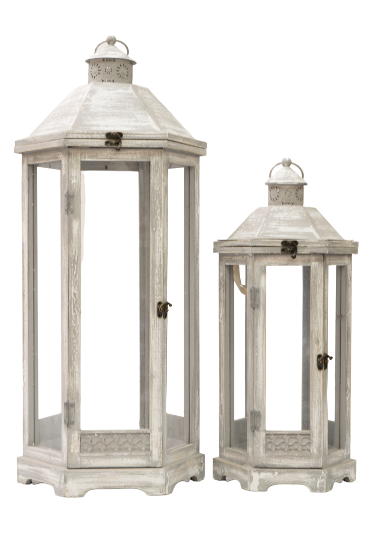 ΞΥΛΙΝΑ ΦΑΝΑΡΙΑ ΠΟΛΥΓΩΝΙΚΑ ΣΕΤ2 ΜΠΕΖ 33Χ29,5Χ77ΕΚ ΚΑΙ 25Χ22Χ53ΕΚ