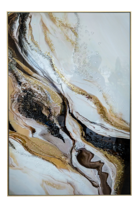 ΠΙΝΑΚΑΣ ΓΥΑΛΙΣΤΕΡΟΣ ΧΡΥΣΑ ΜΑΥΡΑ ΧΡΩΜΑΤΑ ΜΕ ΚΟΡΝΙΖΑ.82Χ122Χ4,5ΕΚ