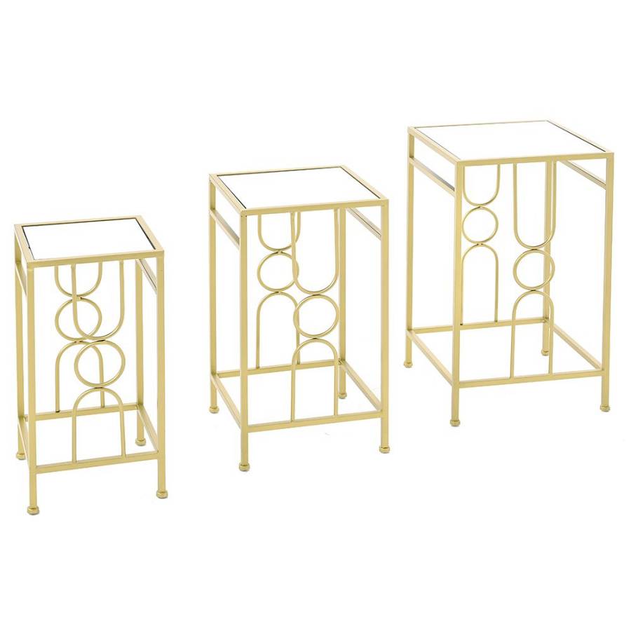 ΣΕΤ 3 ΧΡΥΣΟ ΜΕΤΑΛΛΙΚΟ ΤΡΑΠΕΖΙ ΜΕ ΚΑΘΡΕΦΤΗ 35Χ35Χ60 30Χ30Χ55 25Χ25Χ50ΕΚ