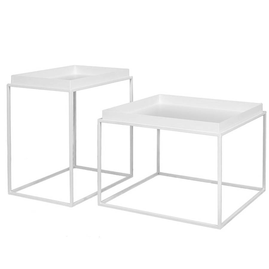 ΣΕΤ 2 ΛΕΥΚΟ ΜΕΤΑΛΛΙΚΟ ΤΡΑΠΕΖΙ 60Χ60Χ40 56Χ38Χ54ΕΚ