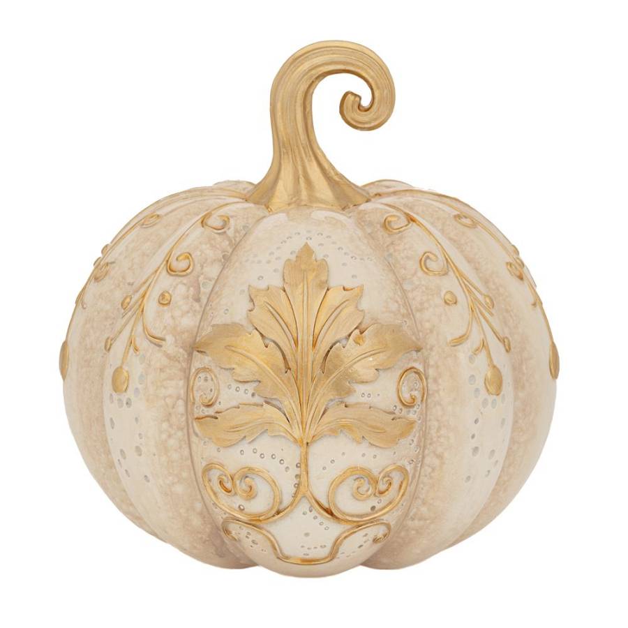 ΛΕΥΚΗ ΠΟΛΥΡΕΖΙΝ ΚΟΛΟΚΥΘΑ ΜΕ ΧΡΥΣΕΣ ΛΕΠΤΟΜΕΡΕΙΕΣ 19,5Χ19,5Χ19,5ΕΚ