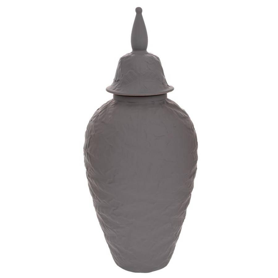 ΣΚΟΥΡΟ ΓΚΡΙ ΚΕΡΑΜΙΚΟ ΒΑΖΟ ΜΕ ΚΑΠΑΚΙ 17Χ40ΕΚ