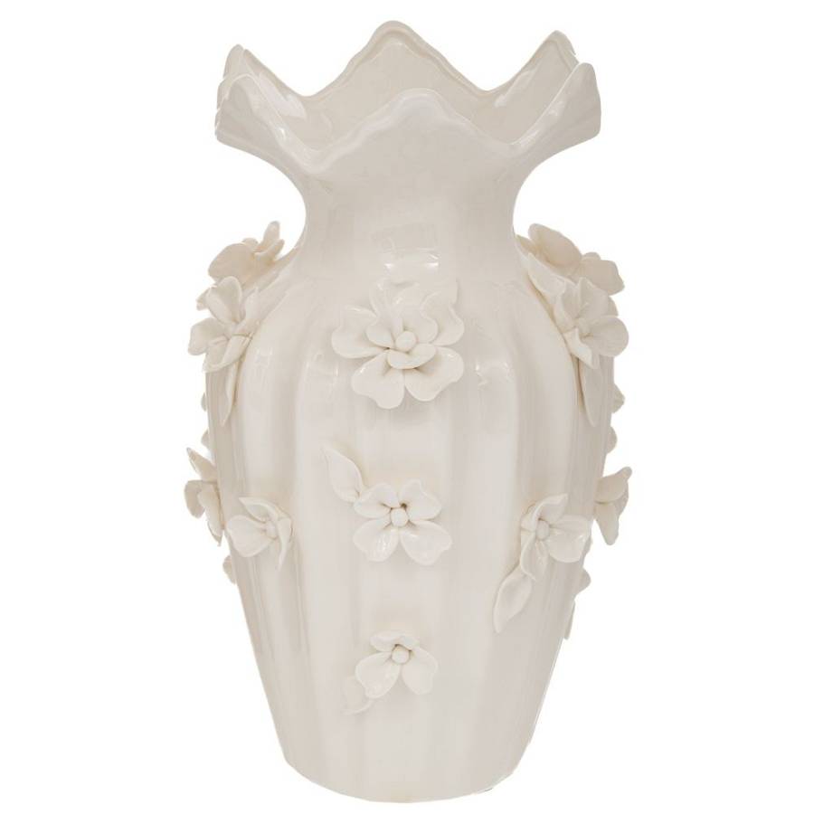 ΛΕΥΚΟ ΚΕΡΑΜΙΚΟ ΒΑΖΟ ΜΕ ΑΝΑΓΛΥΦΑ ΛΟΥΛΟΥΔΙΑ 20Χ31ΕΚ