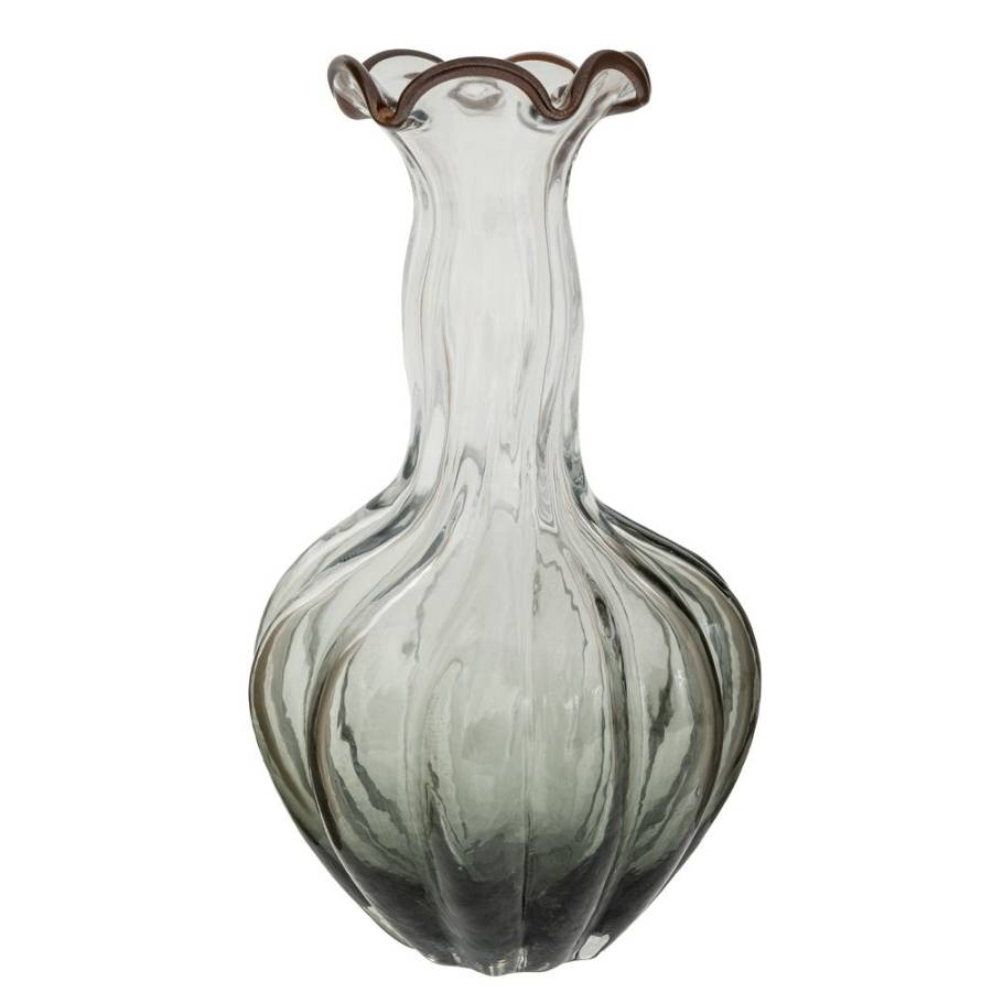 ΔΙΑΦΑΝΟ ΓΚΡΙ ΓΥΑΛΙΝΟ ΒΑΖΟ ΜΕ ΨΗΛΟ ΛΑΙΜΟ Φ25Χ42ΕΚ