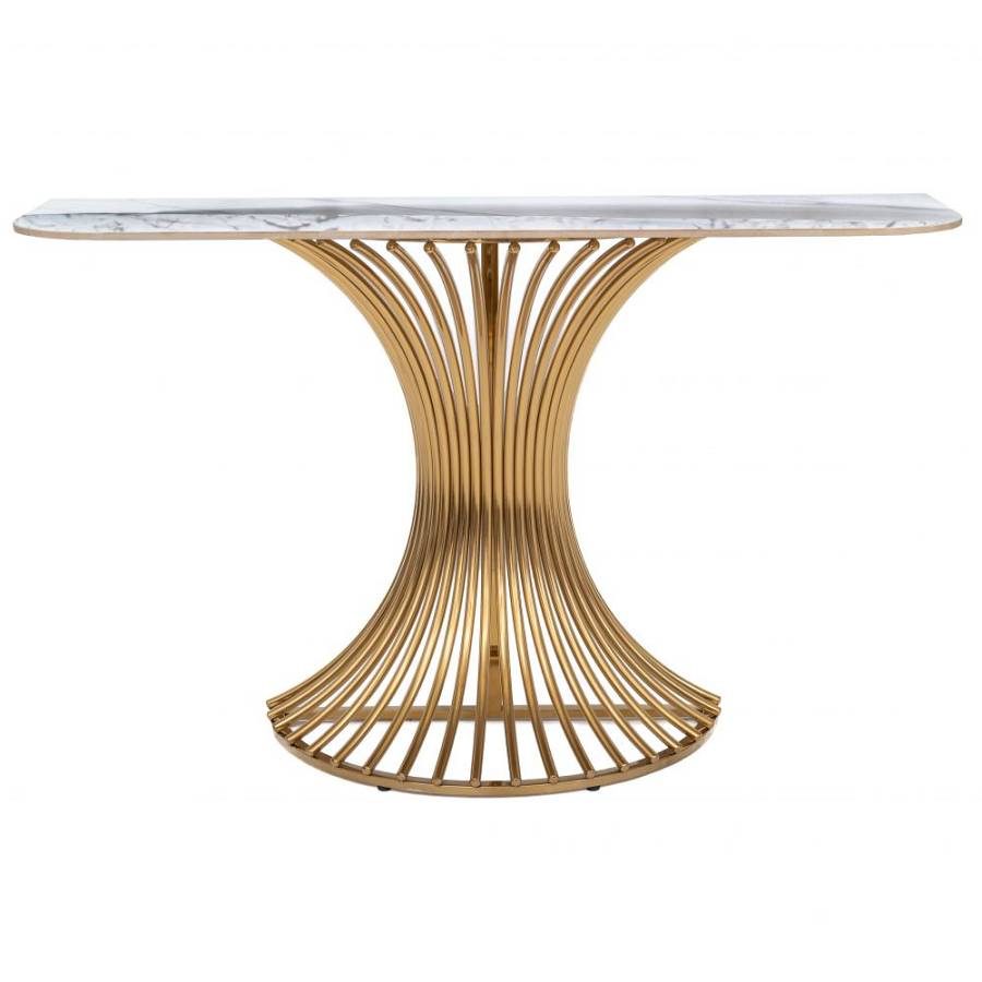 ΚΟΝΣΟΛΑ ΧΡΥΣΗ ΜΕΤΑΛΛΙΚΗ 130Χ40Χ80ΕΚΜΕ ΛΕΥΚΗ ΚΕΡΑΜΙΚΗ ΕΠΙΦΑΝΕΙΑ (ΕΦΕ ΜΑΡΜΑΡΟΥ)