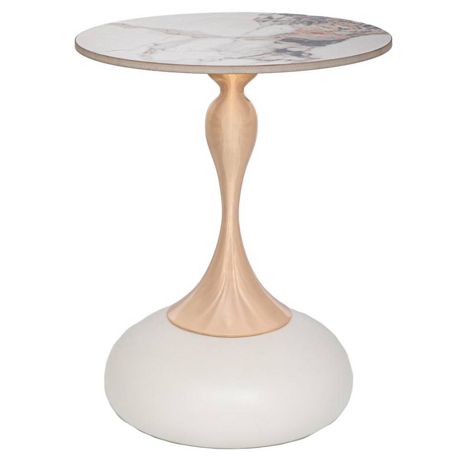 ΚΡΕΜ ΜΕΤΑΛΛΙΚΟ ΤΡΑΠΕΖΑΚΙ ΜΕ ΧΡΥΣΗ ΒΑΣΗ ΚΑΙ ΛΕΥΚΗ ΚΕΡΑΜΙΚΗ ΕΠΙΦΑΝΕΙΑ Φ42Χ52ΕΚ