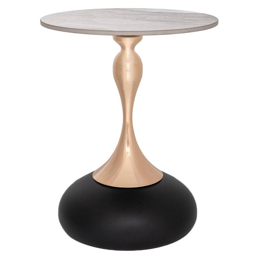 ΓΚΡΙ ΜΕΤΑΛΛΙΚΟ ΤΡΑΠΕΖΑΚΙ ΜΕ ΧΡΥΣΗ ΒΑΣΗ ΚΑΙ ΓΚΡΙ ΚΕΡΑΜΙΚΗ ΕΠΙΦΑΝΕΙΑ Φ42Χ52ΕΚ