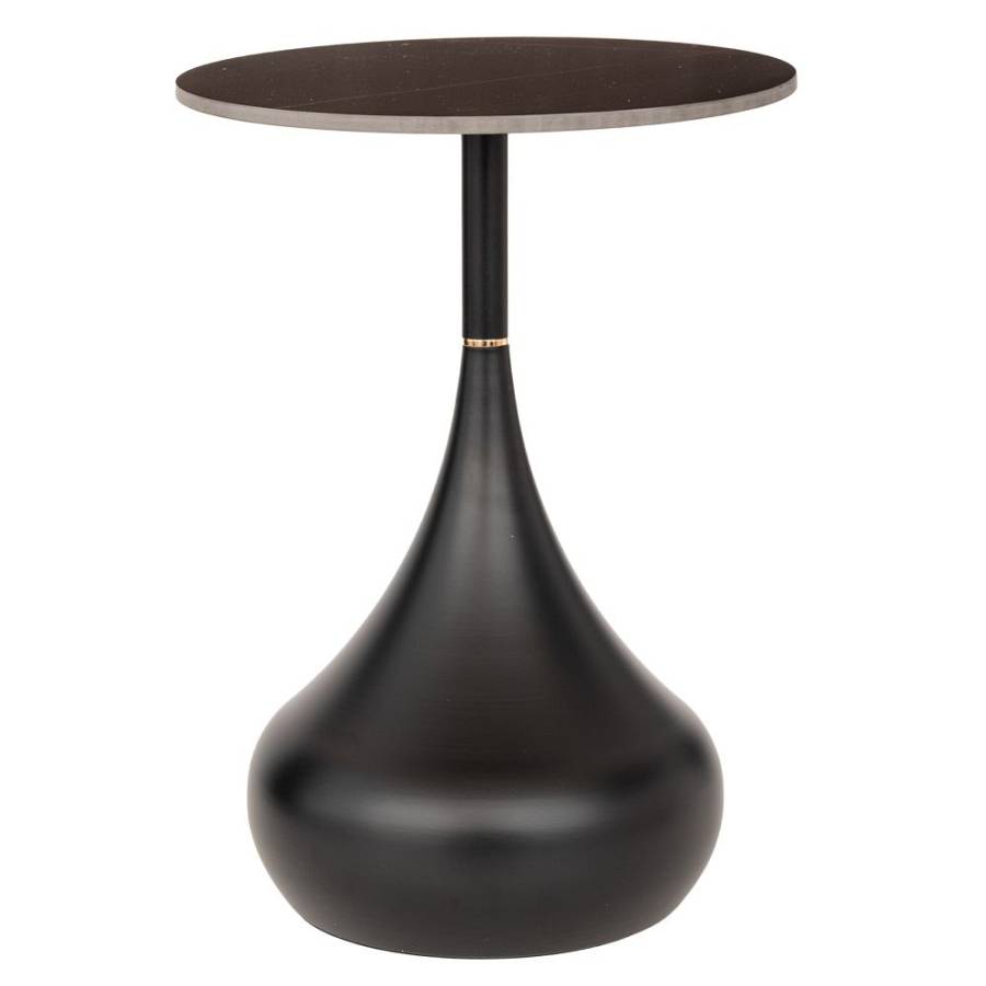 ΤΡΑΠΕΖΑΚΙ ΜΑΥΡΟ ΜΕΤΑΛΛΙΚΟ ΣΤΡΟΓΓΥΛΟ Φ40Χ52ΕΚ ΜΕ ΜΑΥΡΗ ΚΕΡΑΜΙΚΗ ΕΠΙΦΑΝΕΙΑ