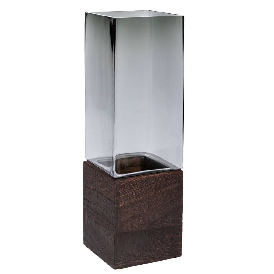 ΓΚΡΙ ΓΥΑΛΙΝΟ ΒΑΖΟ ΣΕ ΞΥΛΙΝΗ ΒΑΣΗ 10Χ30ΕΚ