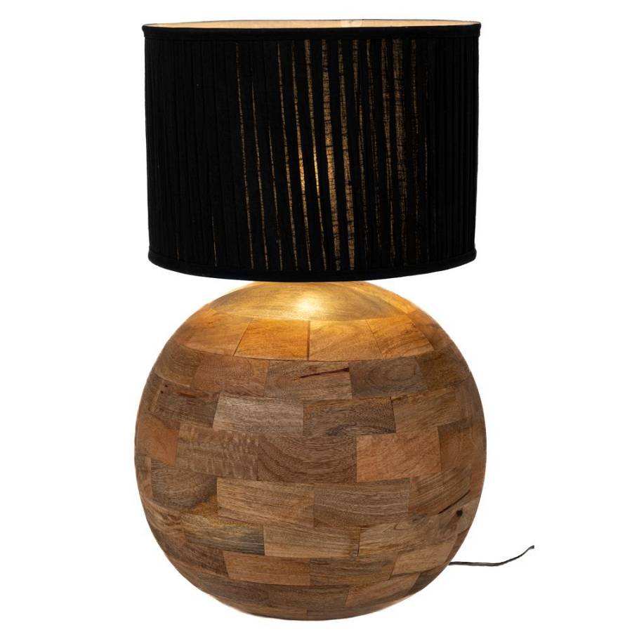 ΕΠΙΤΡΑΠΕΖΙΟ ΛΑΜΠΑΤΕΡ ΣΤΡΟΓΓΥΛΟ ΑΠΌ ΞΥΛΟ MANGO ΜΕ ΜΑΥΡΟ ΚΑΠΕΛΟ Φ45Χ71ΕΚ ΚΑΠΕΛΟ(Φ40)