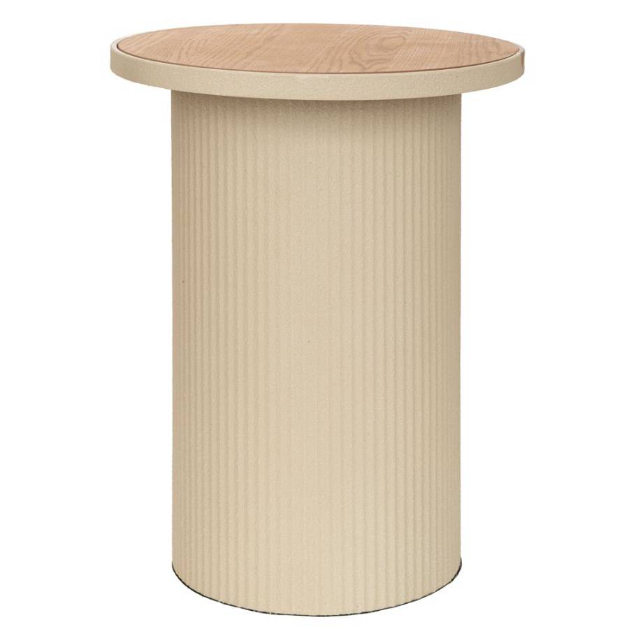 ΚΡΕΜ ΣΤΡΟΓΓΥΛΟ ΜΕΤΑΛΛΙΚΟ ΤΡΑΠΕΖΑΚΙ ΣΑΛΟΝΙΟΥ ΜΕ ΞΥΛΙΝΗ ΕΠΙΦΑΝΕΙΑ 36Χ36Χ45,5ΕΚ