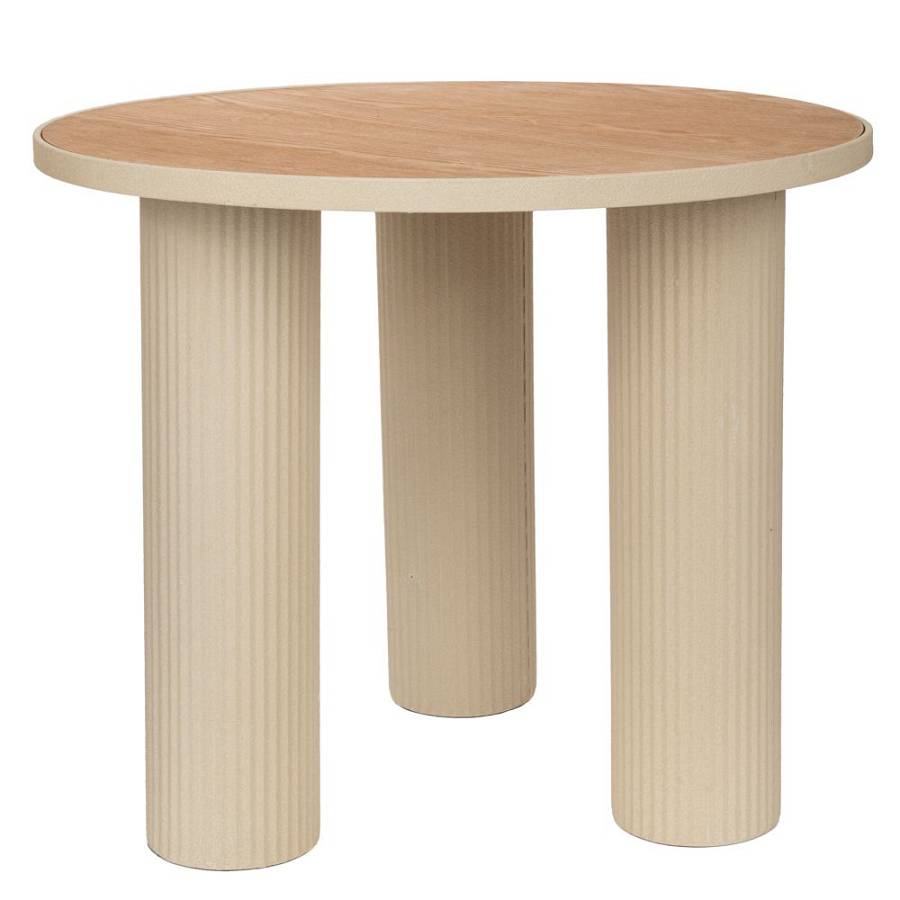 ΚΡΕΜ ΣΤΡΟΓΓΥΛΟ ΜΕΤΑΛΛΙΚΟ ΤΡΑΠΕΖΑΚΙ ΣΑΛΟΝΙΟΥ ΜΕ ΞΥΛΙΝΗ ΕΠΙΦΑΝΕΙΑ 59Χ59Χ50ΕΚ