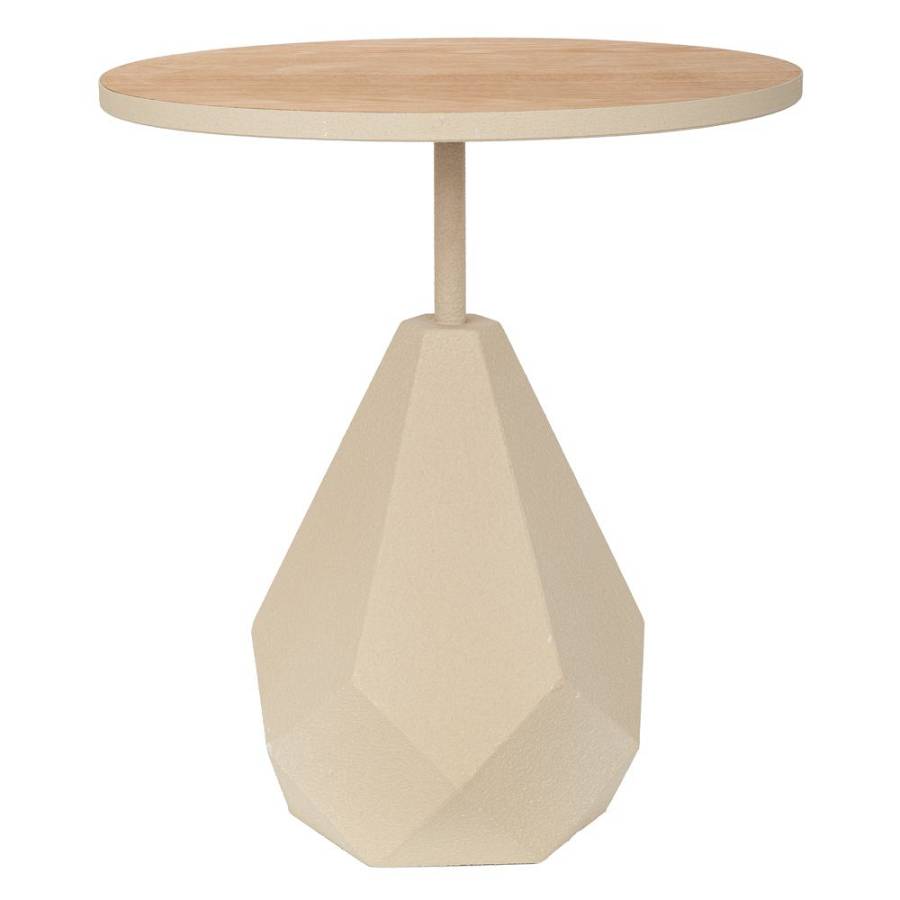 ΚΡΕΜ ΣΤΡΟΓΓΥΛΟ ΜΕΤΑΛΛΙΚΟ ΤΡΑΠΕΖΑΚΙ ΣΑΛΟΝΙΟΥ ΜΕ ΞΥΛΙΝΗ ΕΠΙΦΑΝΕΙΑ AND ΑΚΑΝΟΝΙΣΤΗ ΒΑΣΗ 50Χ50Χ56ΕΚ