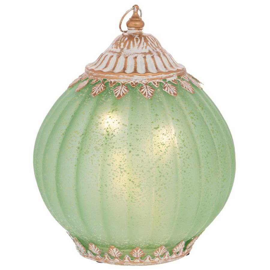 ΠΡΑΣΙΝΟ ΓΥΑΛΙΝΟ ΣΤΡΟΓΓΥΛΟ ΦΑΝΑΡΑΚΙ ΜΕ LED ΦΩΣ AND ΜΕΤΑΛΛΙΚΟ ΚΑΠΑΚΙ 15Χ15Χ19ΕΚ AAA1.5V