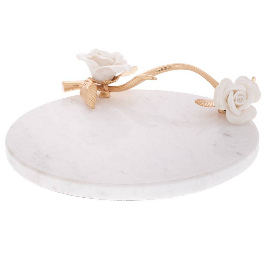 ΛΕΥΚΟΣ ΣΤΡΟΓΓΥΛΟΣ ΚΕΡΑΜΙΚΟΣ ΔΙΣΚΟΣ (ΕΦΕ ΜΑΡΜΑΡΟΥ) ΜΕ ΛΟΥΛΟΥΔΙΑ AND ΧΡΥΣΟ ΧΕΡΟΥΛΙ 23Χ20Χ5,5ΕΚ