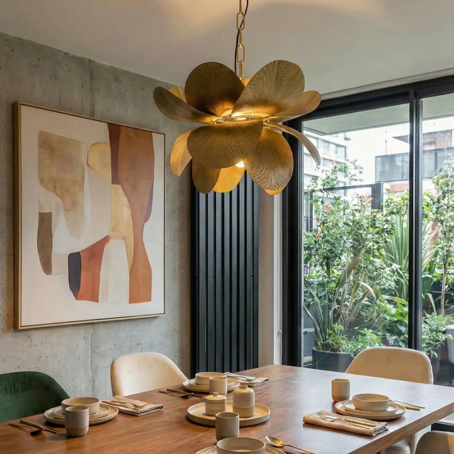 BLOSSOM ΦΩΤΙΣΤΙΚΟ ΚΡΕΜΑΣΤΟ 56.5x56.5x43cm ΜΕΤΑΛΛΟ BROWN GOLD