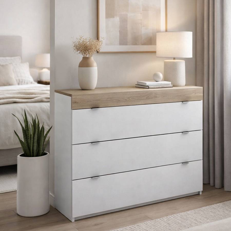 MY BOX ΣΥΡΤΑΡΙΕΡΑ 3ΣΥΡΤΑΡΙΑ SONOMA ΣΚΟΥΡΟ ΛΕΥΚΟ HIGH GLOSS 105x45xH78cm