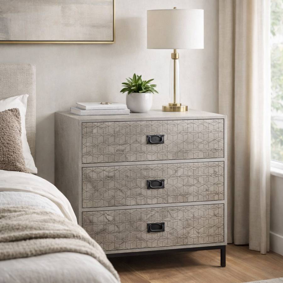 RUBIK ΣΥΡΤΑΡΙΕΡΑ 3ΣΥΡΤΑΡΙΑ CEMENT ΑΝΟΙΧΤΟ ΜΕ PATTERN 80x40xH80cm