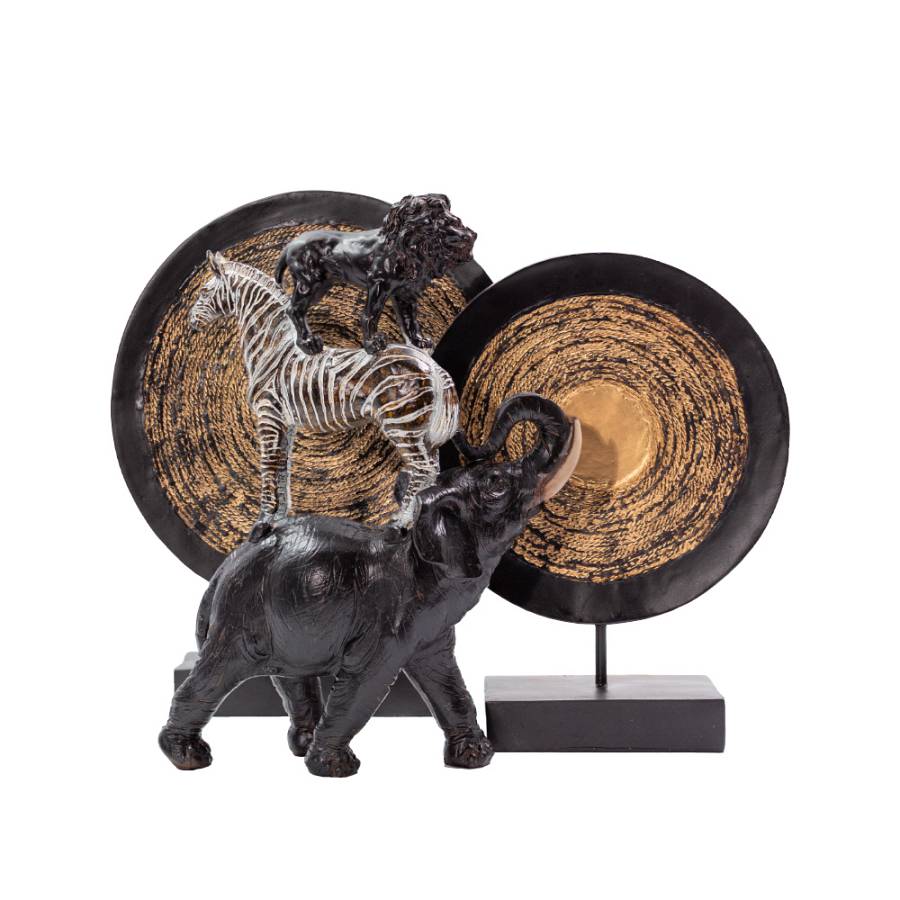 HAUSA 2 ΔΙΑΚΟΣΜΗΤΙΚΟ TOTEM 33x8x40cm POLYRESIN ΜΑΥΡΟ ΧΡΥΣΟ ΜΕΤΑΛΛΟ