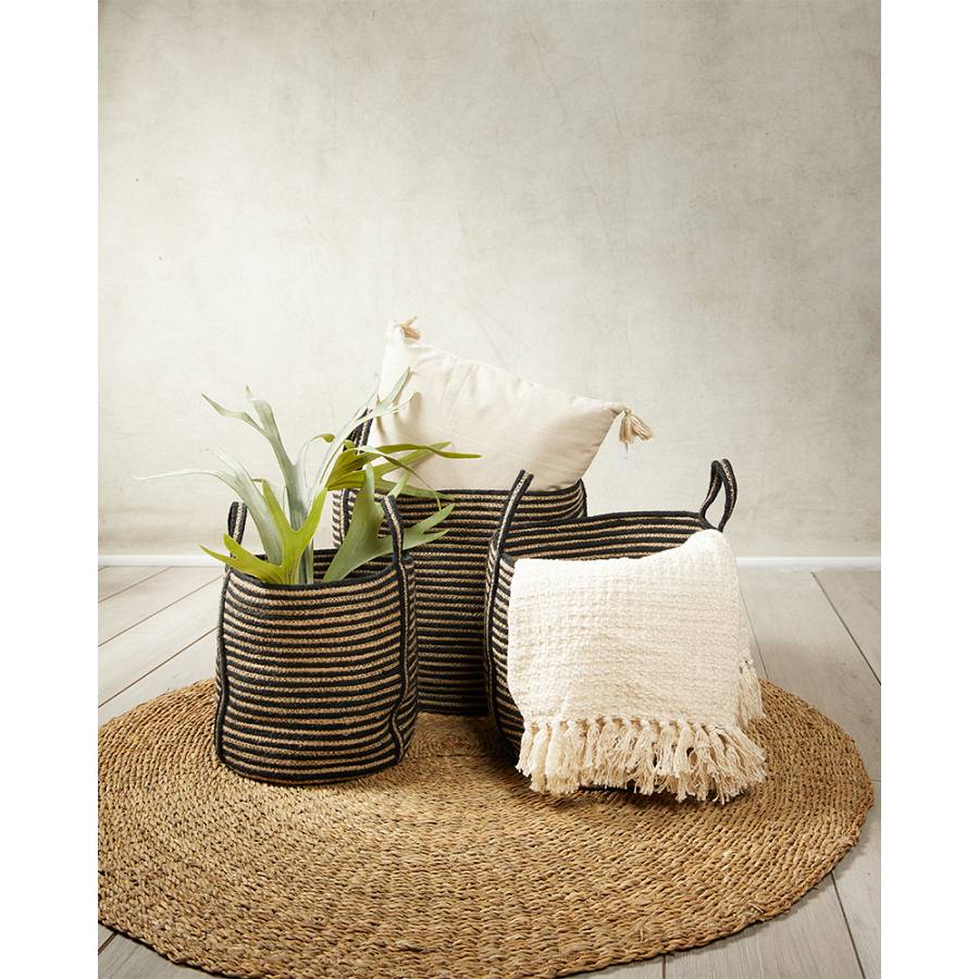 YIRMI ΚΑΛΑΘΙ SET 3ΤΜΧ 40x40x40cm ΓΙΟΥΤΑ ΦΥΣΙΚΟ ΜΑΥΡΟ